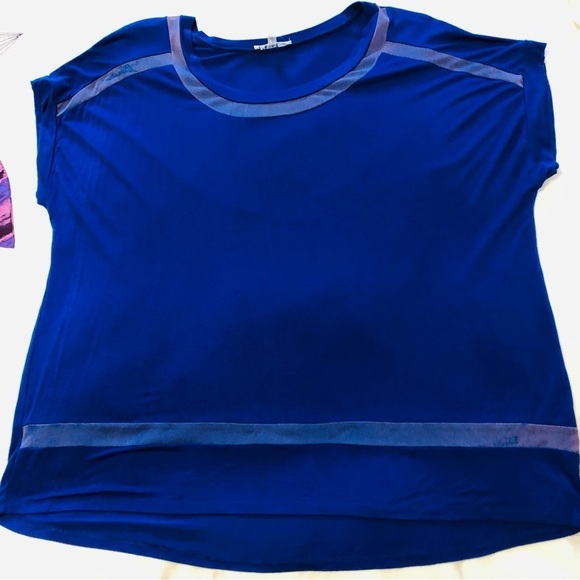 Spense Tops - Spense 2X Royal Blue T Shirt with Mesh Detail